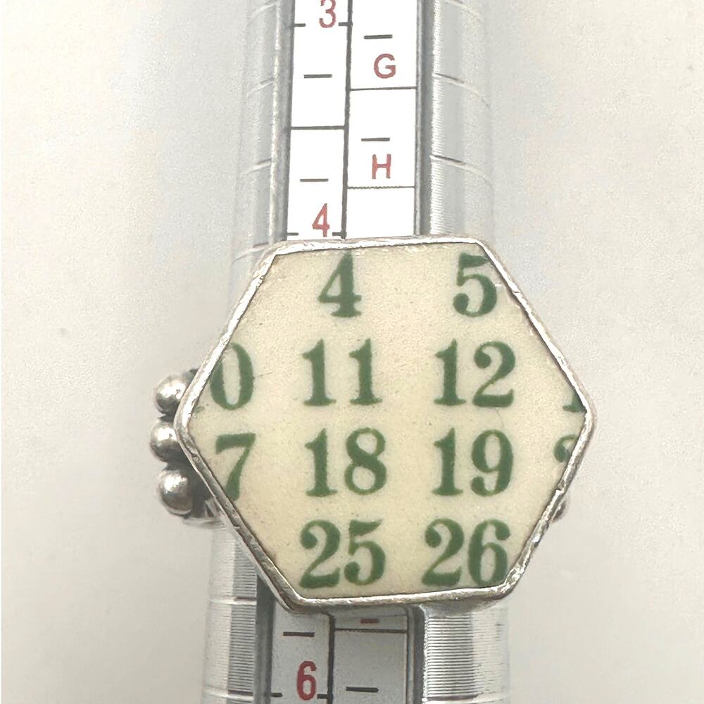 CHINA BAROQUE Ring 925 Sterling Silver Keno Green Number Game CB Pinkie Jewelry - Picture 7 of 12